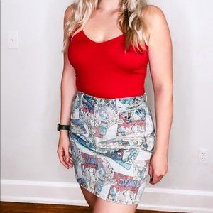 Jordache vintage comic strip jean skirt size 8